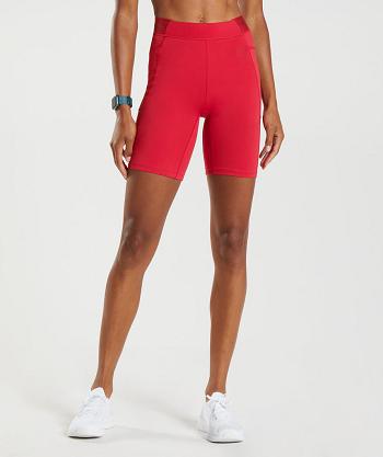 Dámské Šortky Gymshark Tréninková Brandmark Cycling Červené | CZ 3910BEX